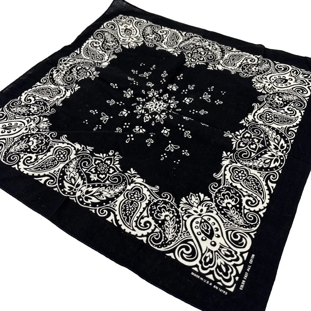 Fast Color Black White Bandana All Cotton Selvedge Edge Vintage RN 14193